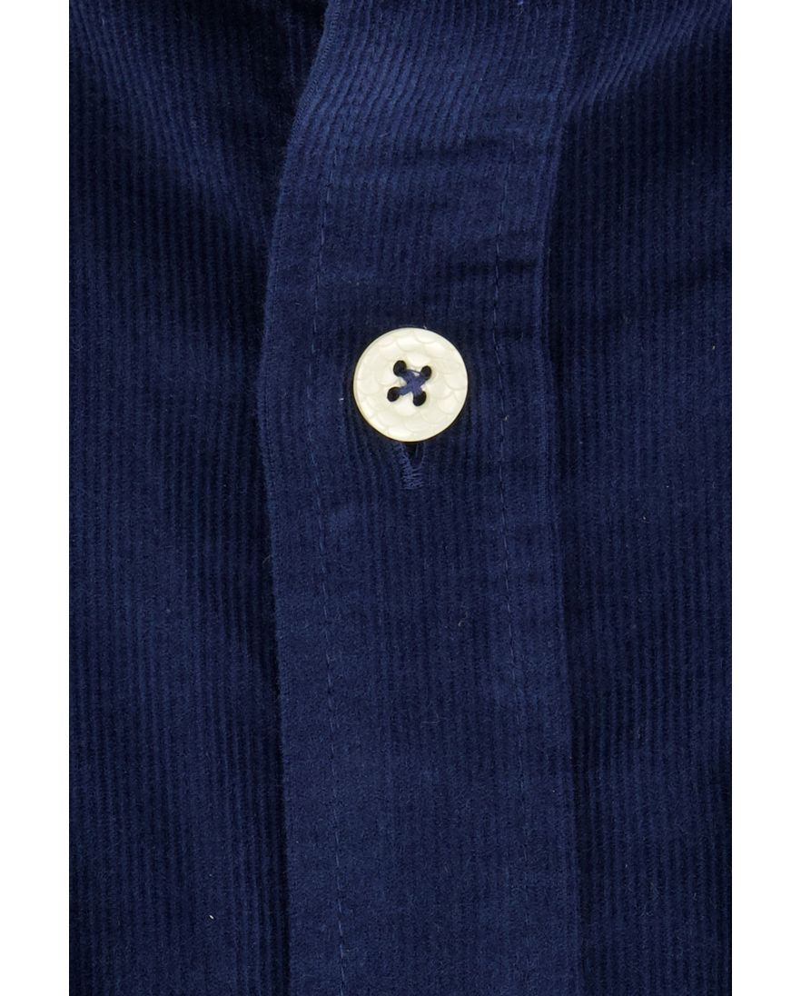 A Fish Named Fred overhemd blauw rib effen slim fit