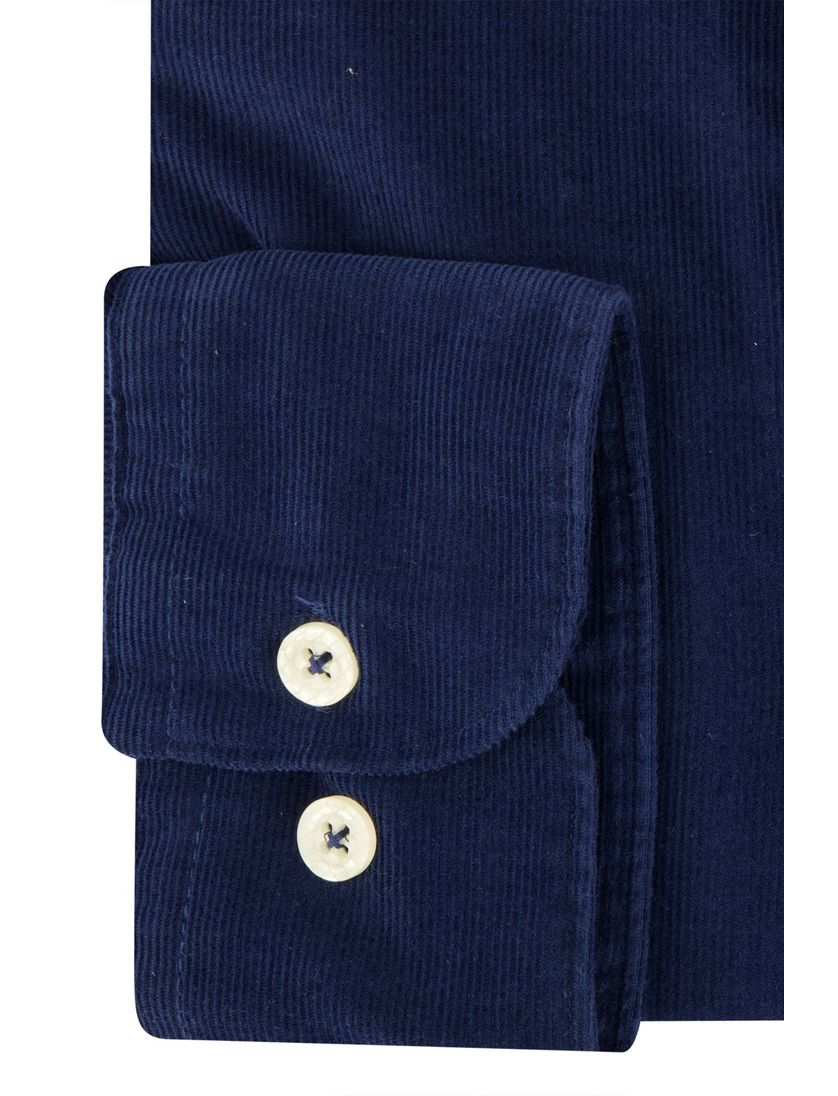 A Fish Named Fred overhemd blauw rib effen slim fit