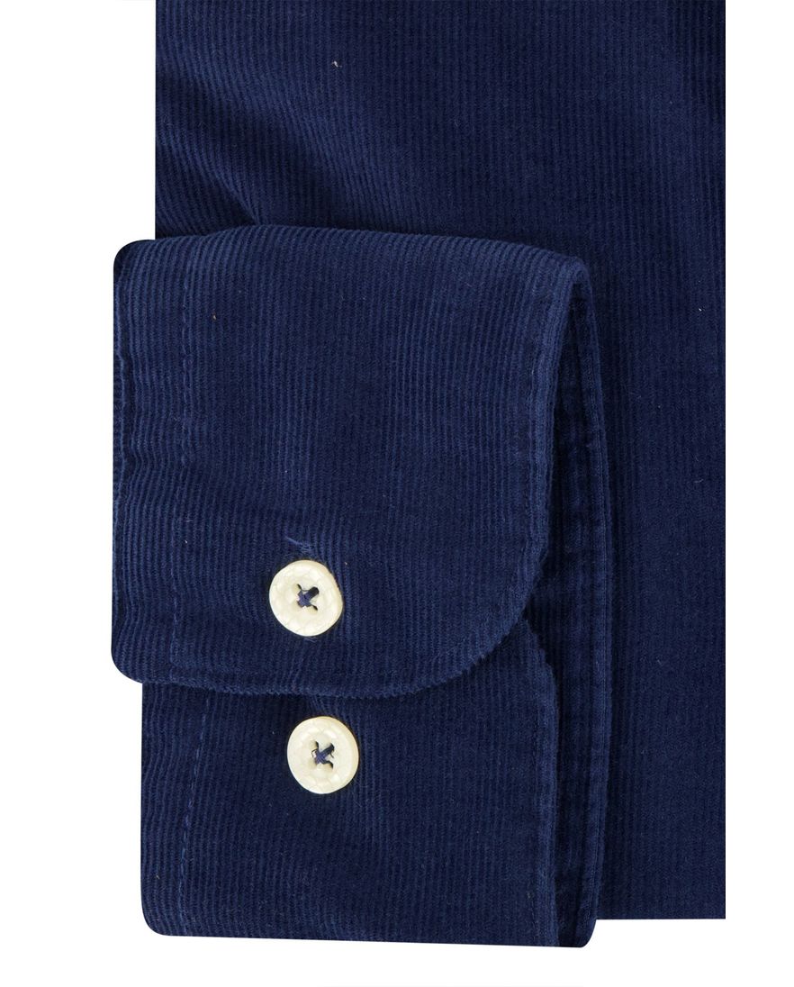 A Fish Named Fred overhemd blauw rib effen slim fit