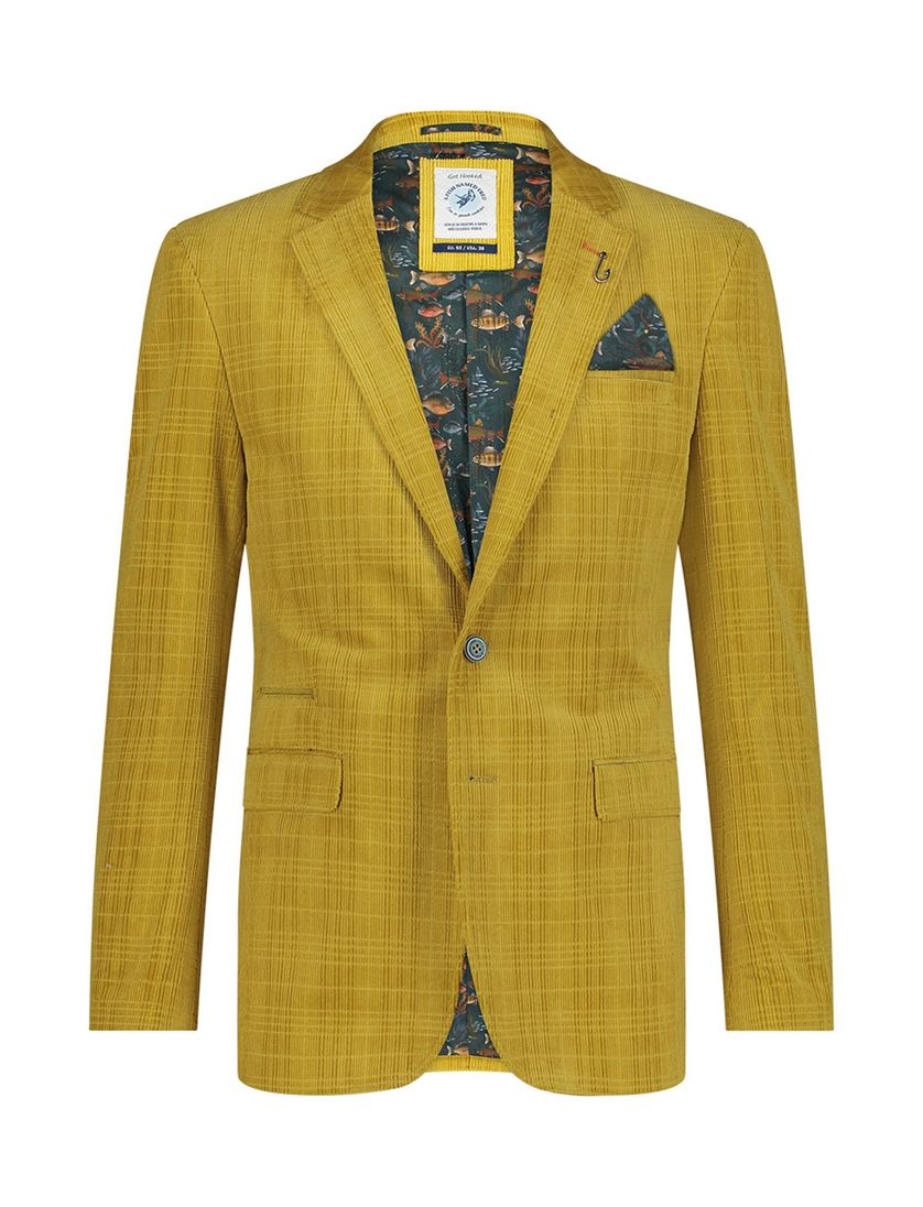 A Fish Named Fred colbert geel geruit slim fit 100% katoen