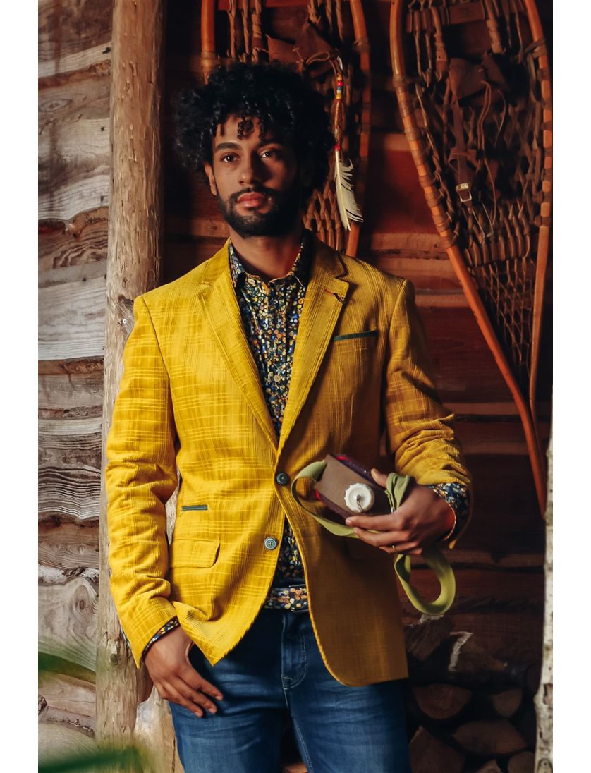 A Fish Named Fred colbert geel geruit slim fit 100% katoen