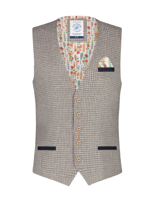 A Fish Named Fred gilet beige patroon