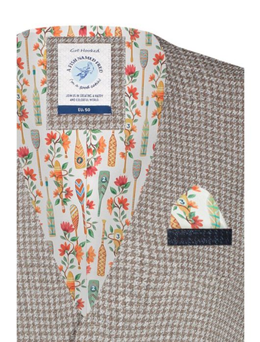 A Fish Named Fred gilet beige patroon