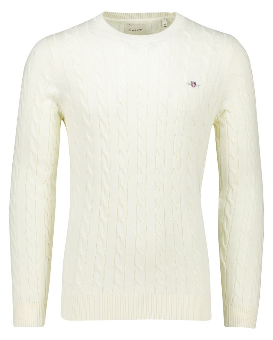 Gant trui ecru fijn gebreid katoen