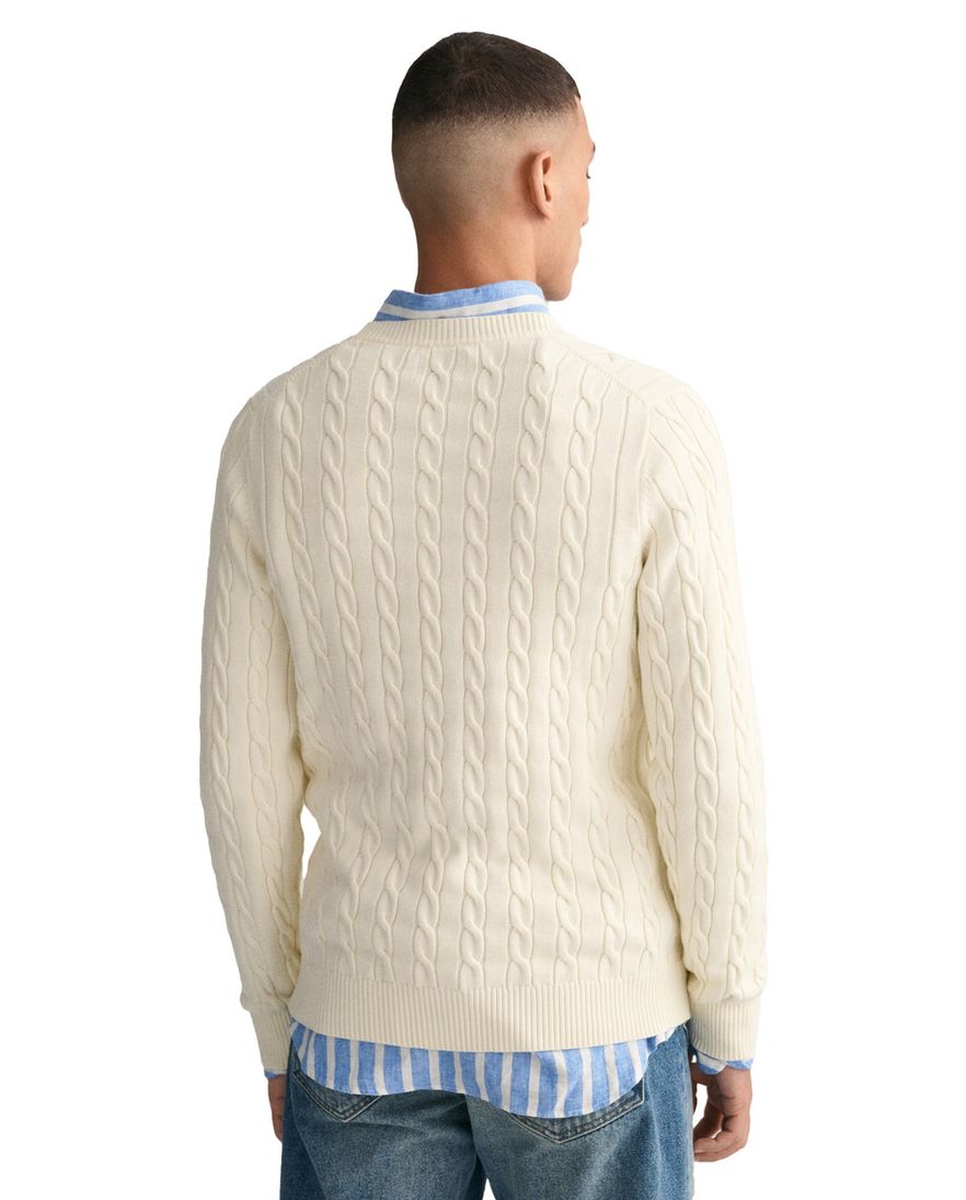 Gant trui ecru fijn gebreid katoen