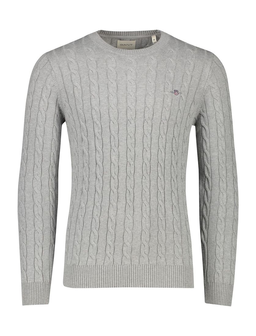 Gant katoenen trui ronde hals grijs