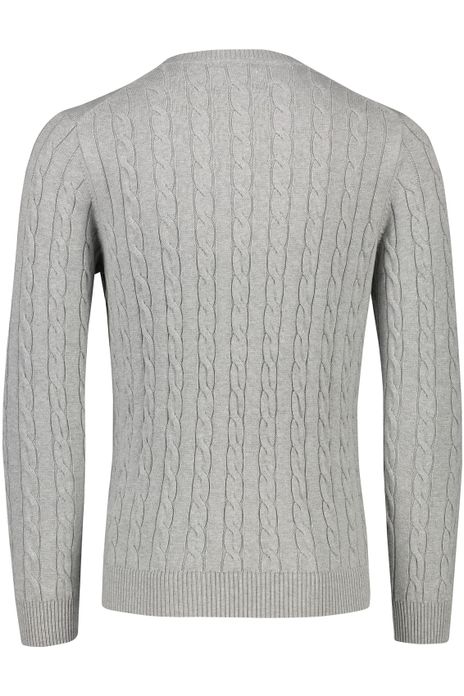 Gant trui ronde hals grijs grof gebreid katoen