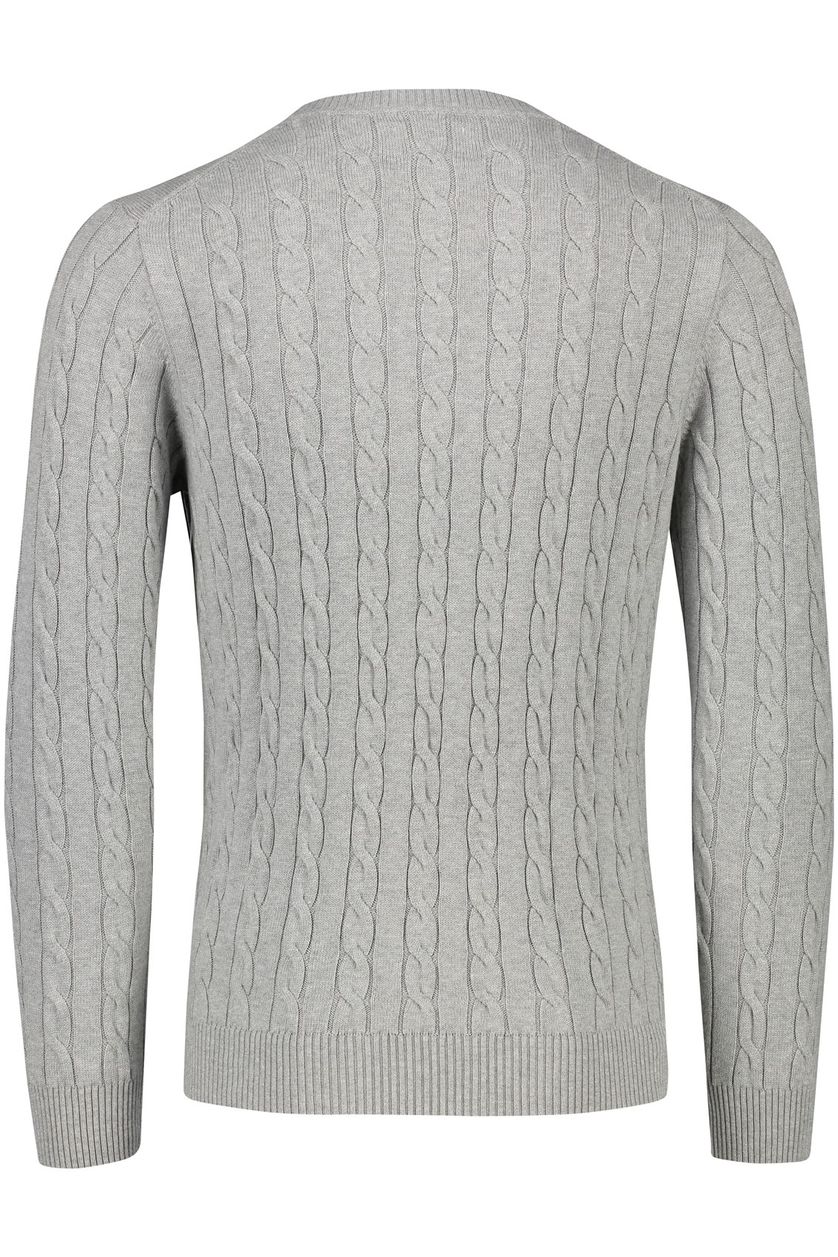 Trui Gant grijs katoen ronde hals normale fit gebreid