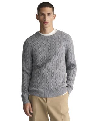 Gant Gant trui grijs ronde hals katoen