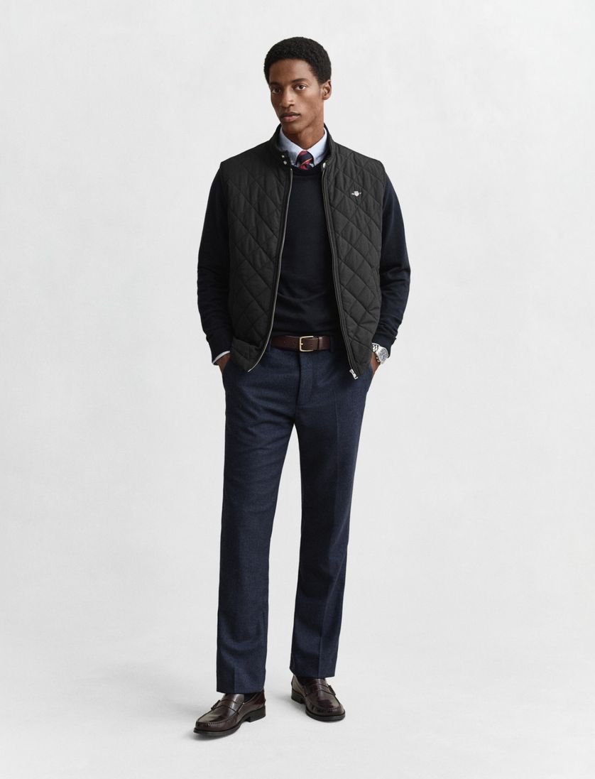 Gant trui navy effen katoen ronde hals normale fit