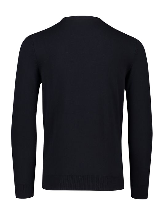 trui Gant donkerblauw effen katoen ronde hals