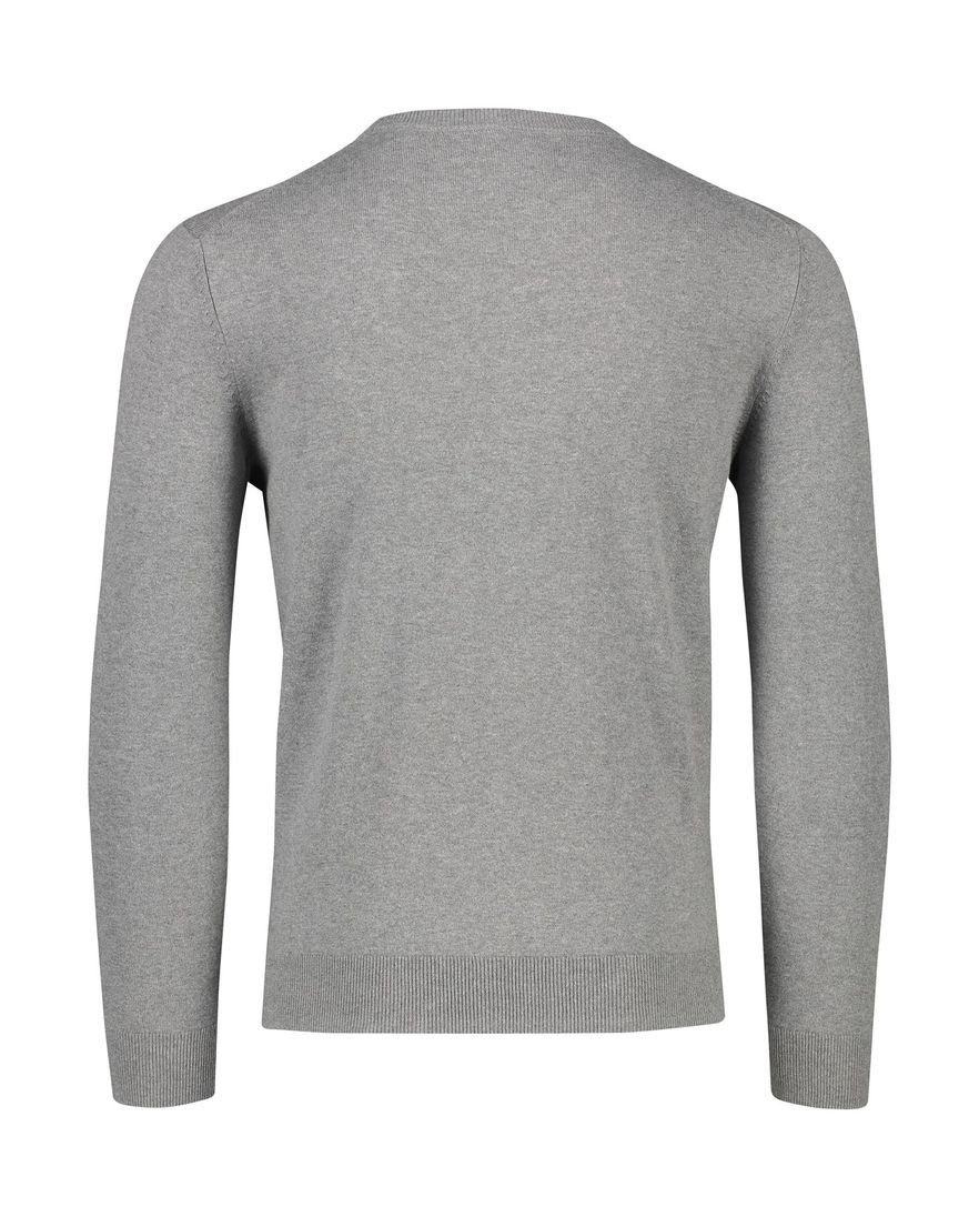 Gant trui ronde hals grijs effen katoen normale fit