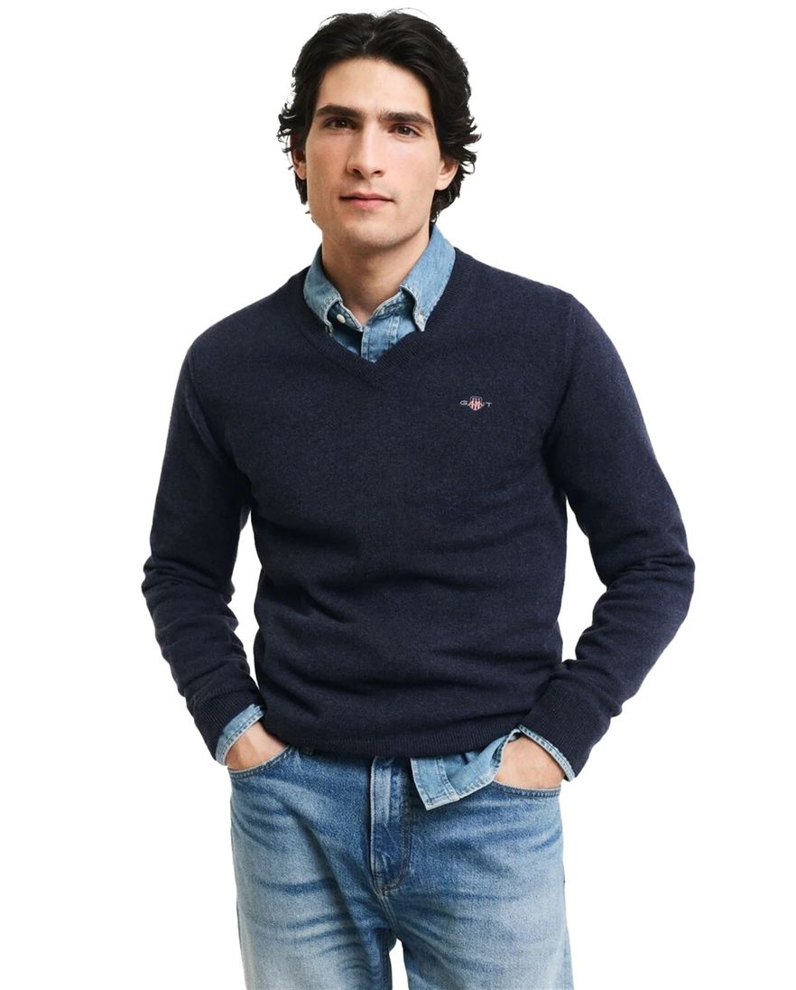 Gant trui donkerblauw wol