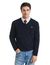 Gant trui navy effen lamswol v-hals normale fit gebreid