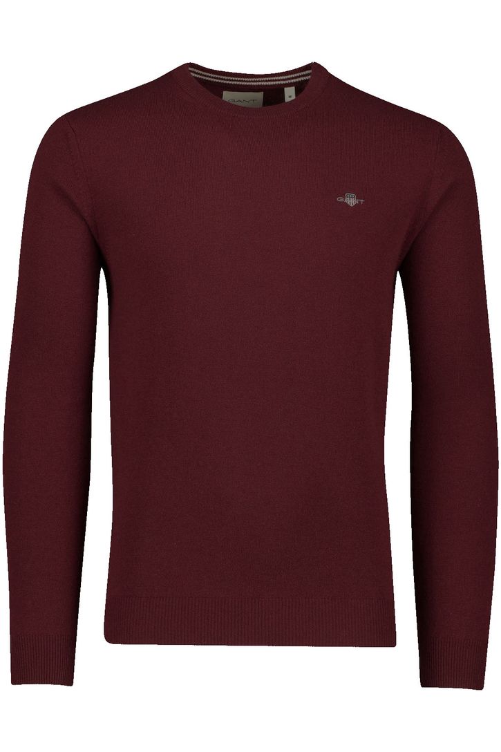 Gant trui rood effen lamswol ronde hals