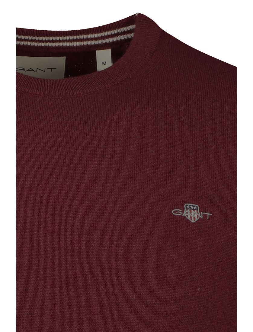 Gant trui rood effen lamswol ronde hals