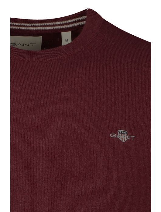 trui Gant rood effen lamswol ronde hals