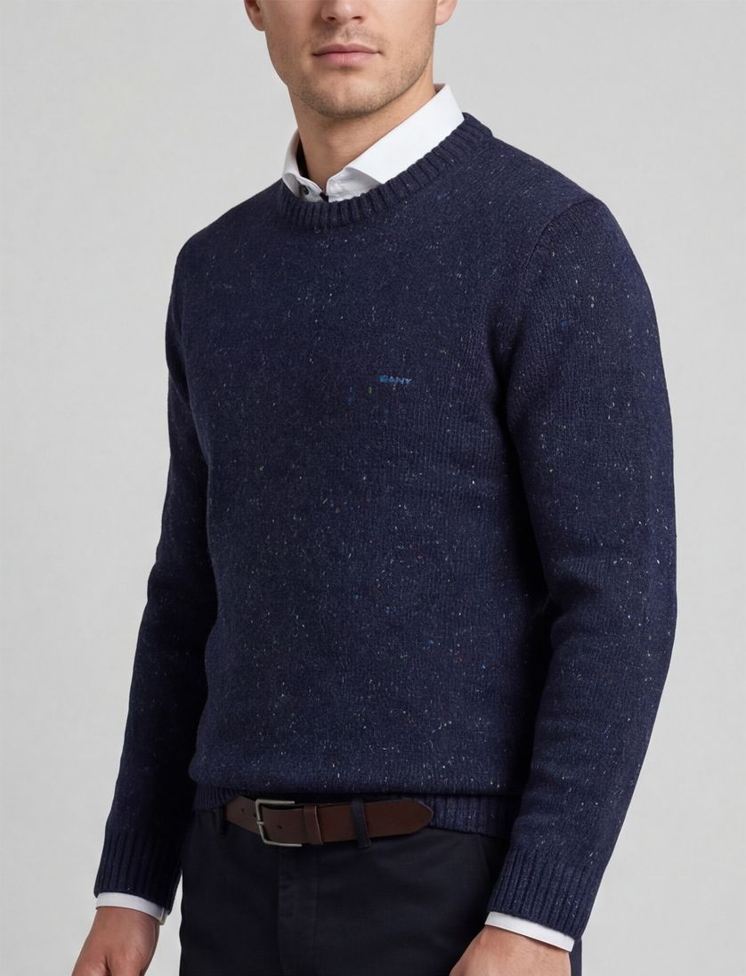 trui Gant donkerblauw wol normale fit