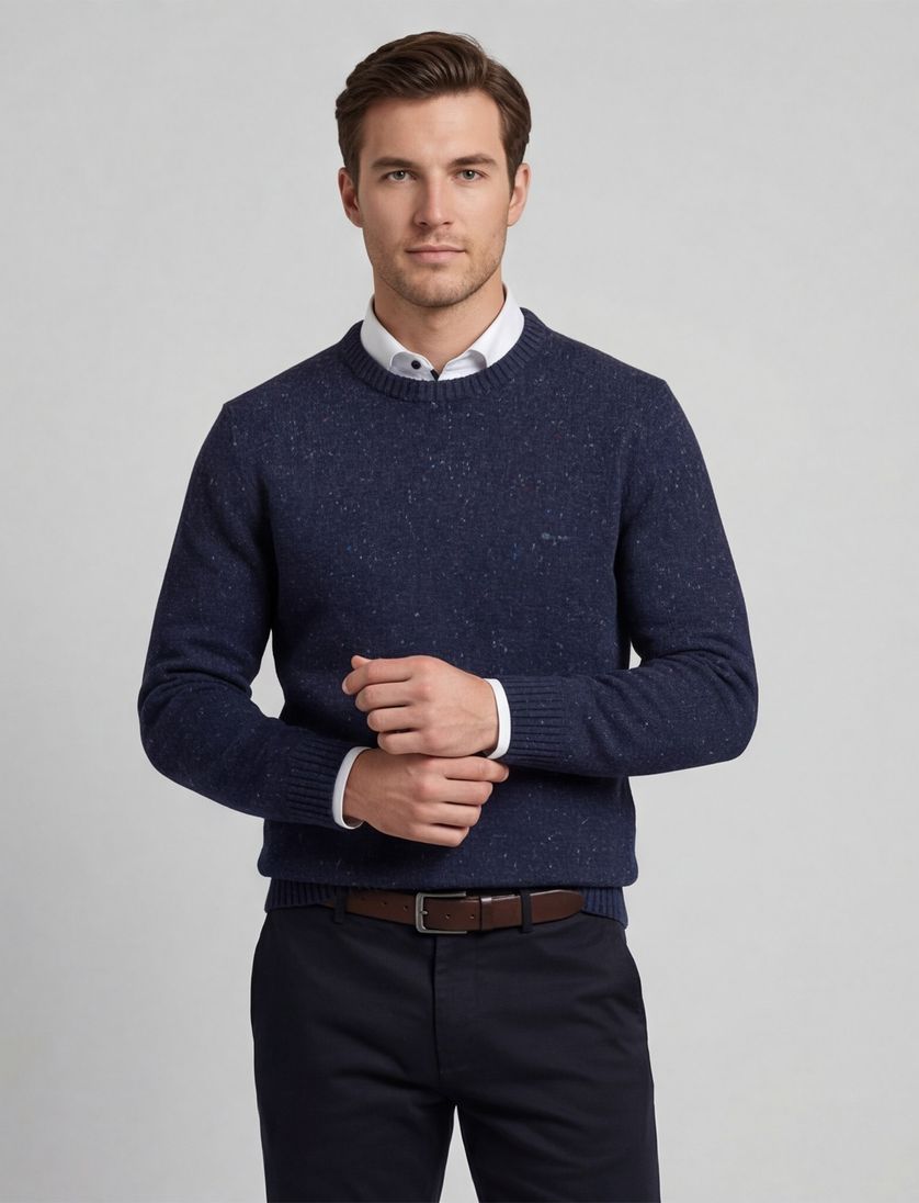 trui Gant donkerblauw wol normale fit