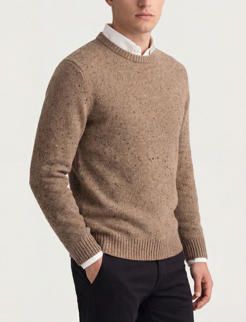 Gant trui bruin gebreid gemeleerd