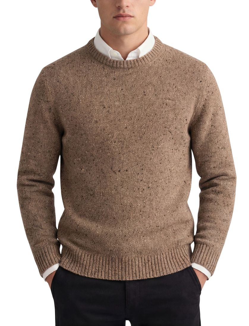 Gant trui bruin gebreid gemeleerd