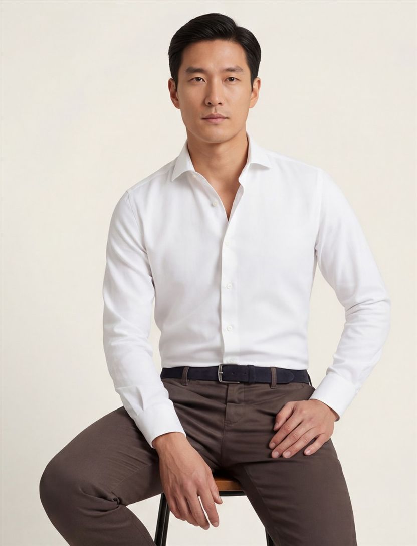 Slim Fit Michaelis overhemd wit strijkvrij