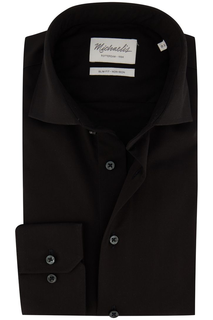 Michaelis business overhemd Slim Fit zwart effen