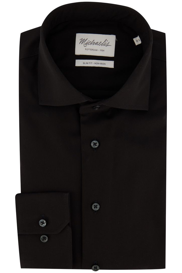 Michaelis business overhemd Slim Fit zwart effen