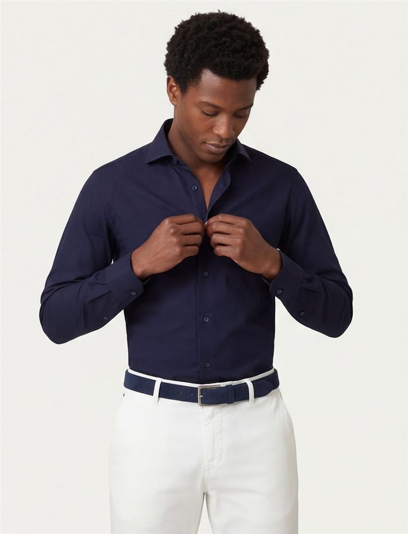 Michaelis business overhemd Slim Fit donkerblauw effen