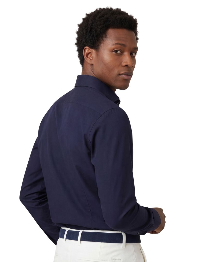 Michaelis business overhemd Slim Fit donkerblauw effen