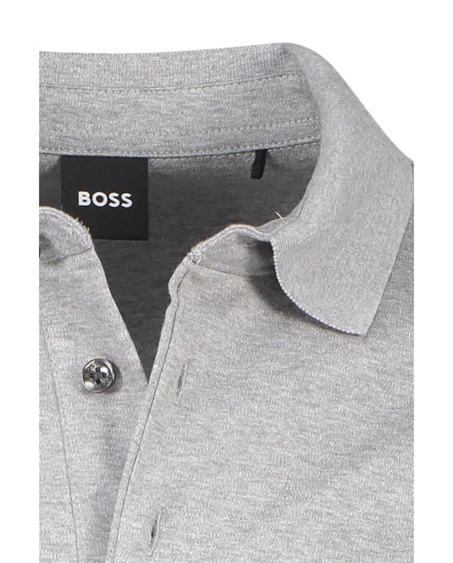 Boss Black polo Pado normale fit grijs gemêleerd