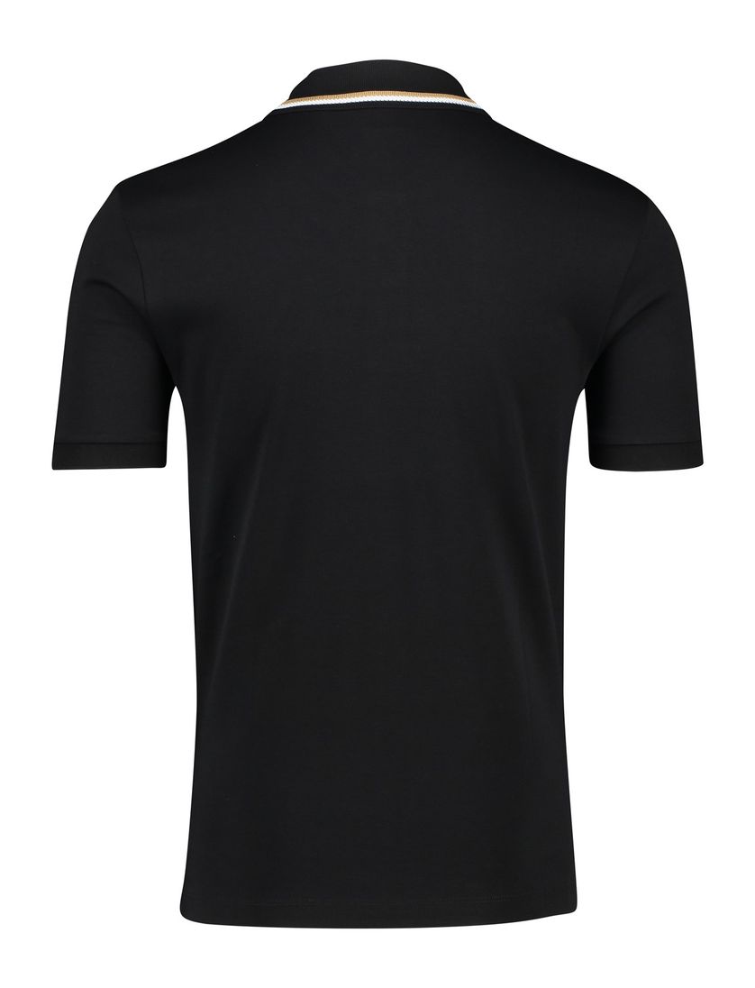 katoenen Boss Black polo effen zwart slim fit
