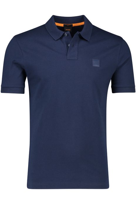 BOSS polo donkerblauw effen slim fit katoen