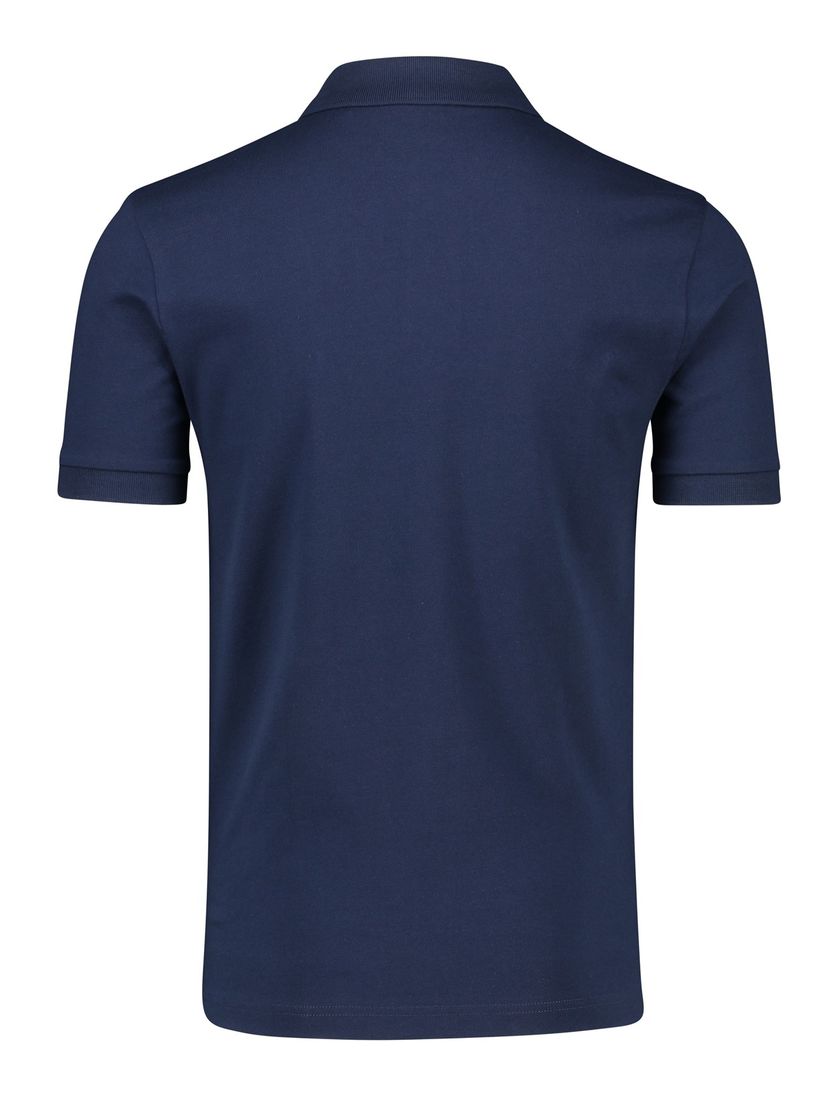 Katoenen BOSS polo effen donkerblauw slim fit