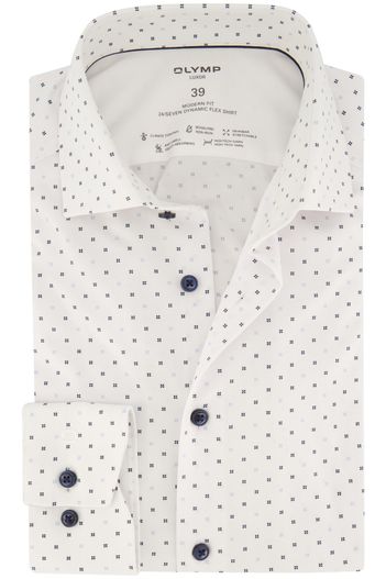Olymp Overhemd Olymp Modern fit wit geprint