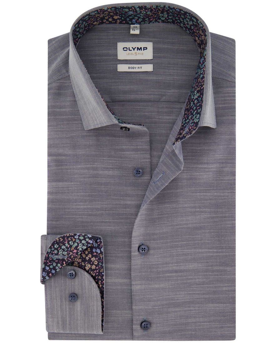 Overhemd Olymp Body Fit blauw gemêleerd