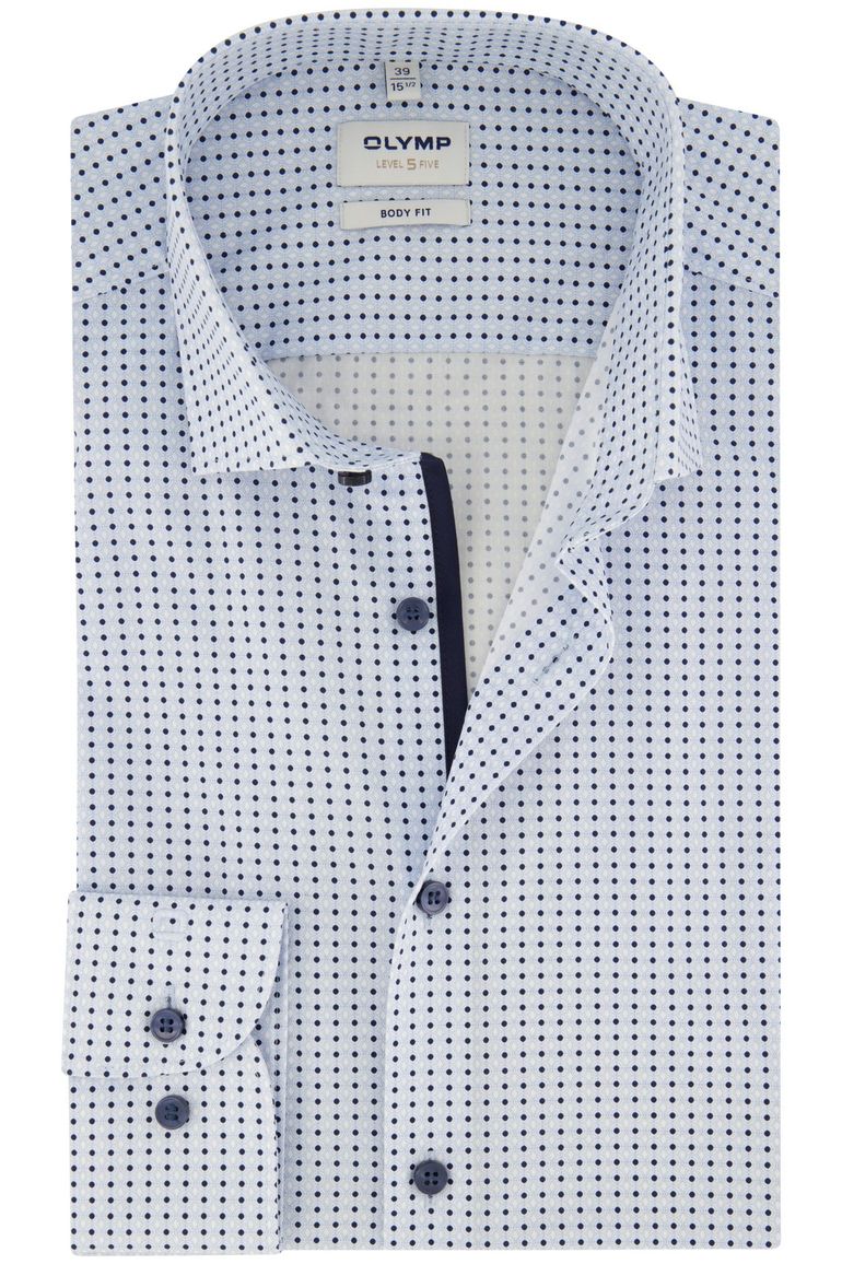 Olymp overhemd lichtblauw print body fit