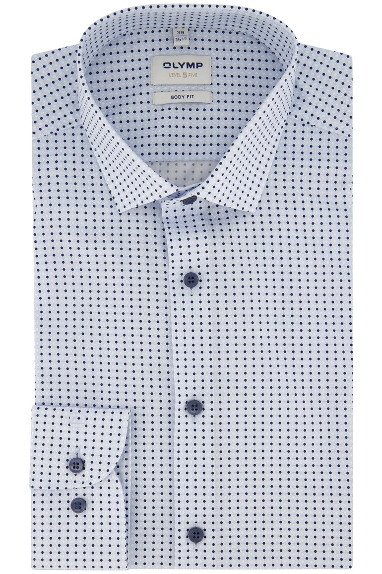 Olymp overhemd lichtblauw print body fit
