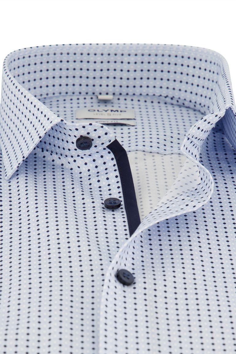 Olymp overhemd lichtblauw print body fit