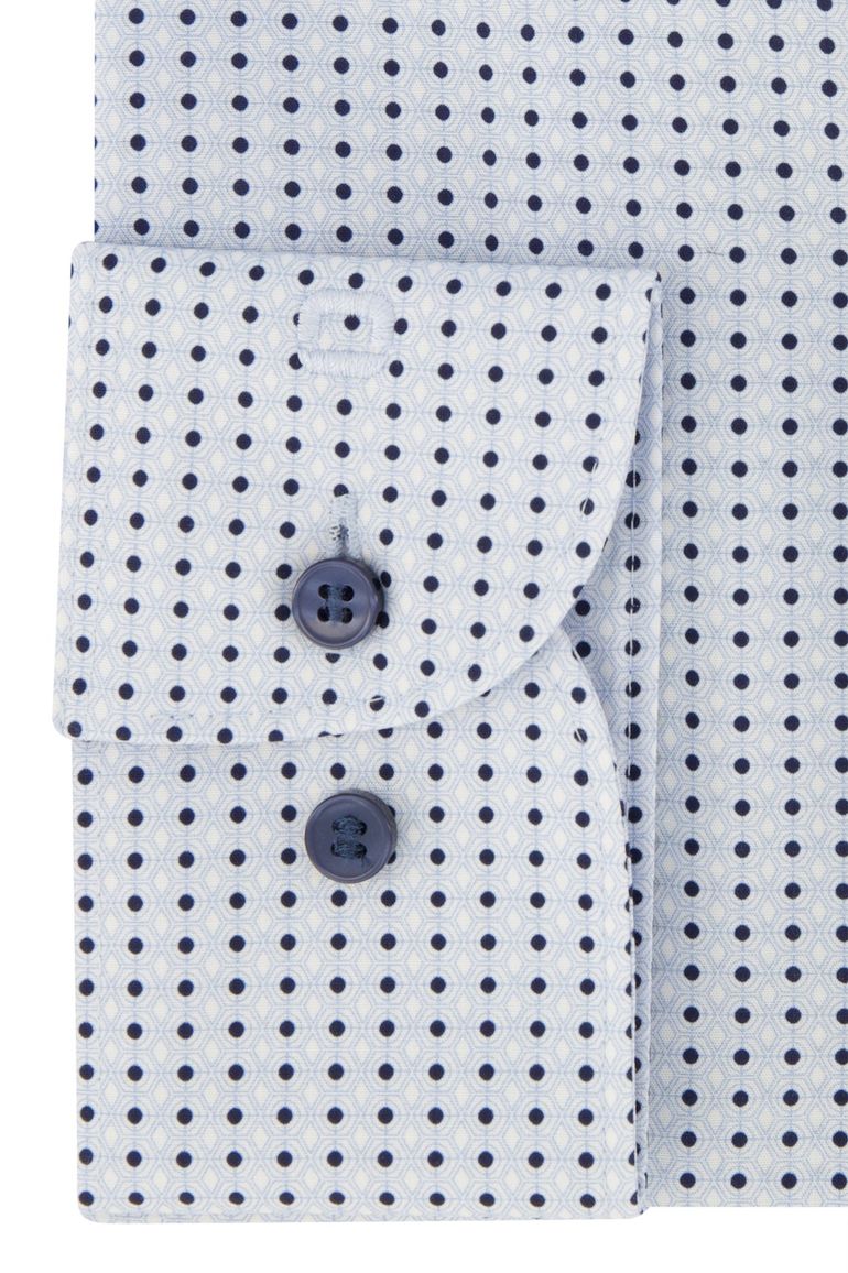 Olymp overhemd lichtblauw print body fit