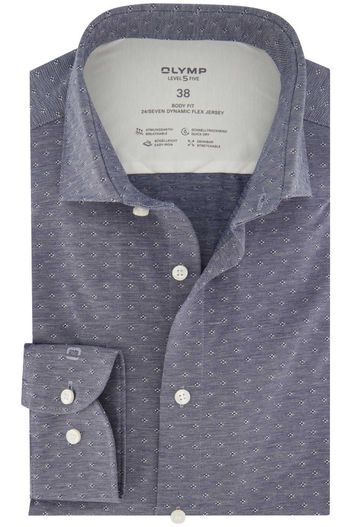 Olymp Olymp overhemd geprint blauw level five body fit