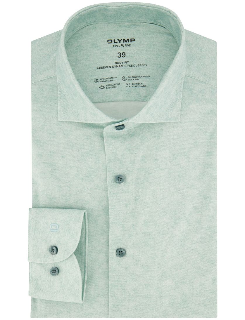 katoenen Olymp overhemd effen lichtgroen body fit