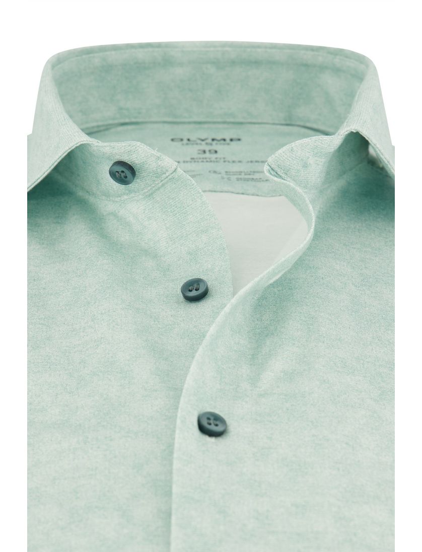 katoenen Olymp overhemd effen lichtgroen body fit