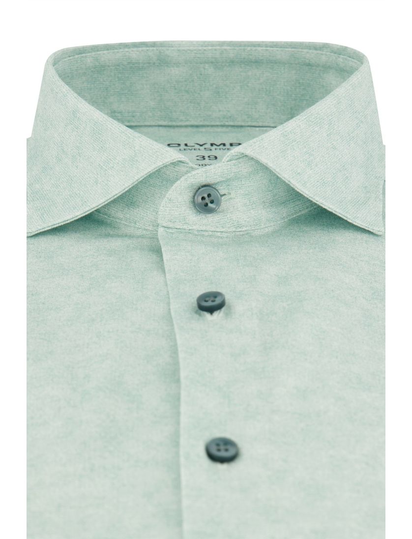 katoenen Olymp overhemd effen lichtgroen body fit