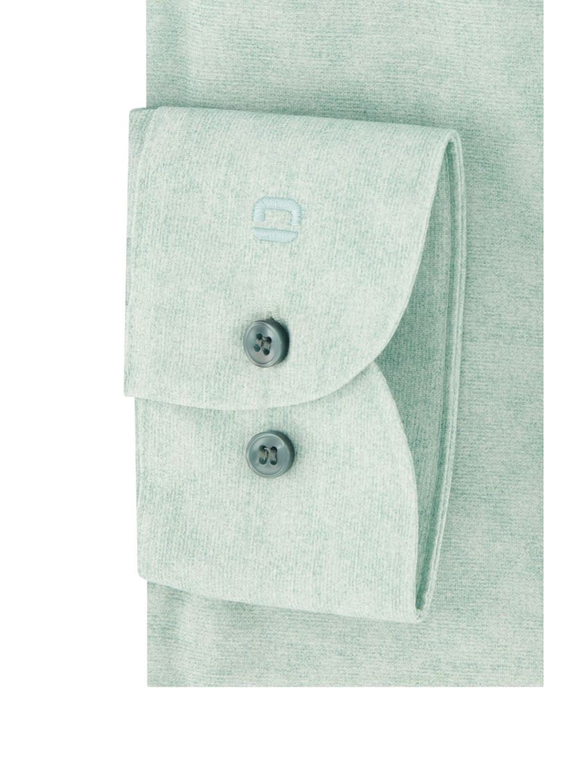 katoenen Olymp overhemd effen lichtgroen body fit