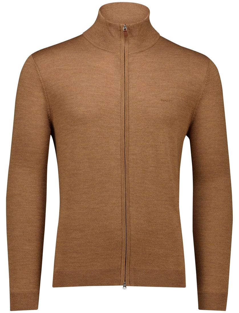 Gant vest bruin merinowol gebreid