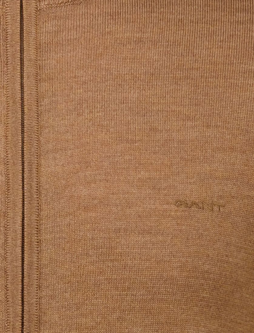 Gant vest bruin merinowol gebreid