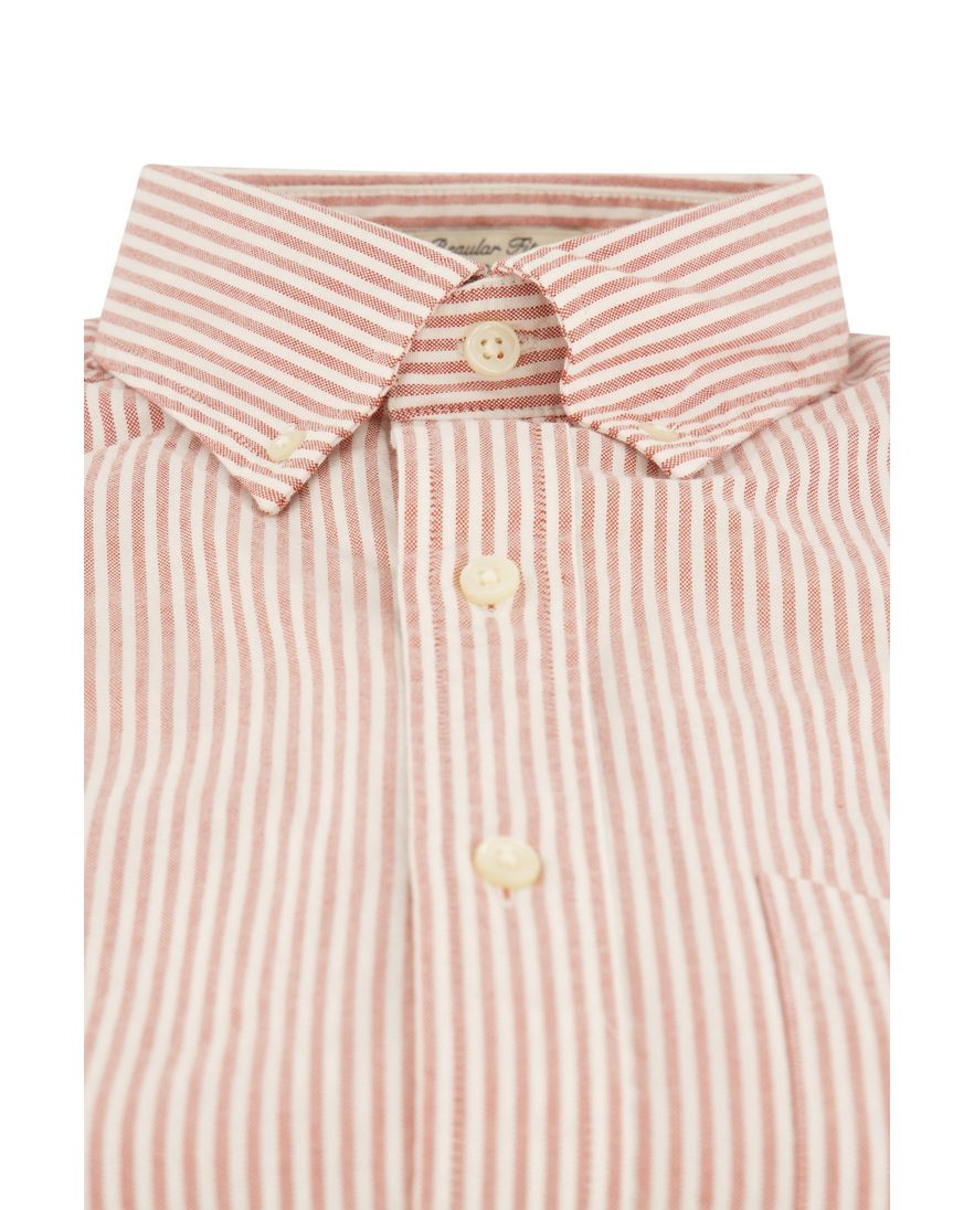 Gant Regular Fit casual overhemd rood wit gestreept Oxford