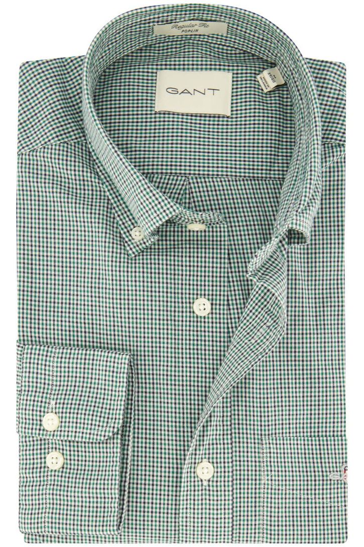 Katoenen Gant overhemd groen geruit Normale Fit
