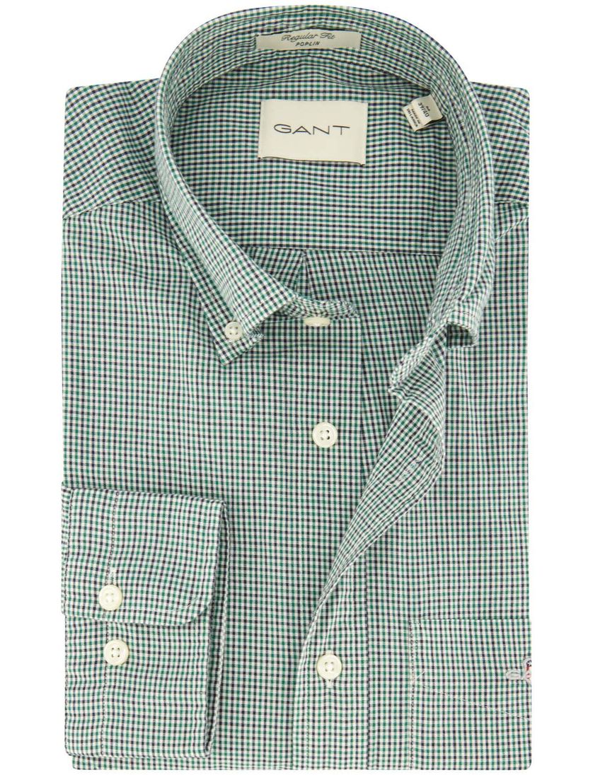 Katoenen Gant overhemd groen geruit Normale Fit